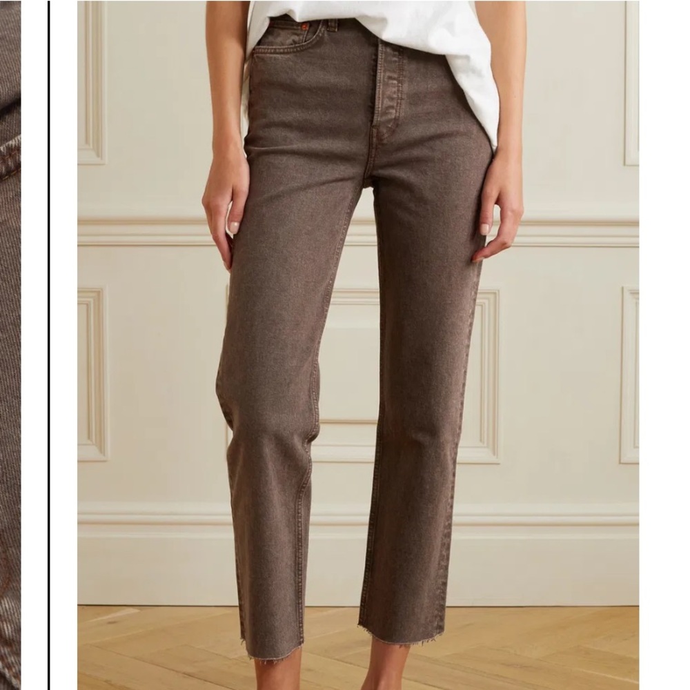 Re/Done Cropped Brown Jeans